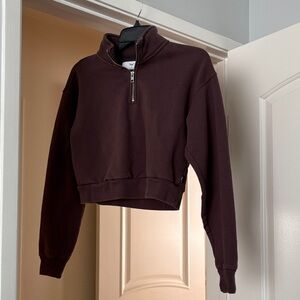 Maroon burgundy Quarter-Zip Cropped